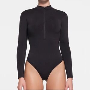 SKIMS Black Long Sleeve Bodysuit